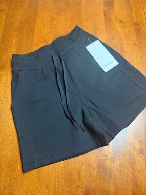 lululemon athletica Black Scuba High-Rise Drawstring Athletic Shorts 5”